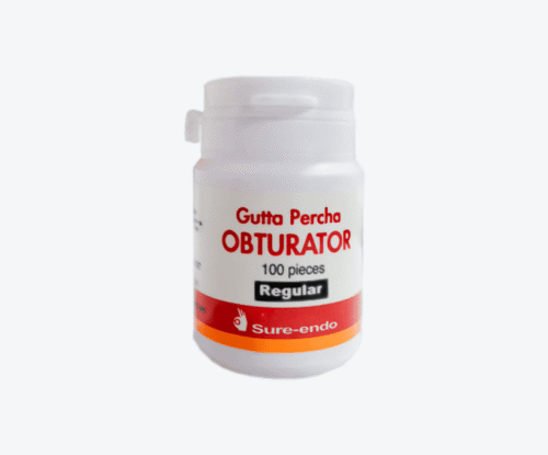 barra de gutapercha obturador Sure-Endo, presentación de 100 piezas tamaño regular, usado en endodoncia para obturar conductos radiculares.